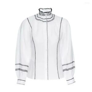 Frame Denim Embroidered Shirt in Blanc Multi